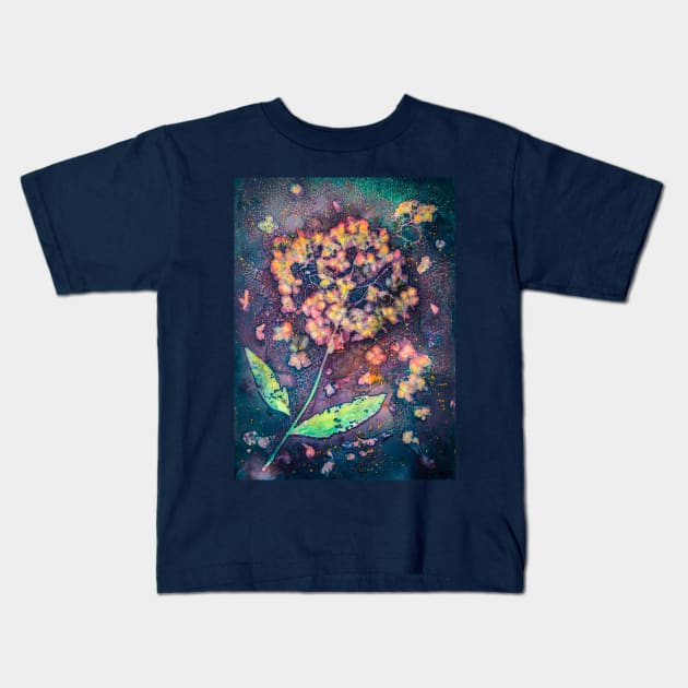 Hydrangea cyanotype Kids T-Shirt by redwitchart